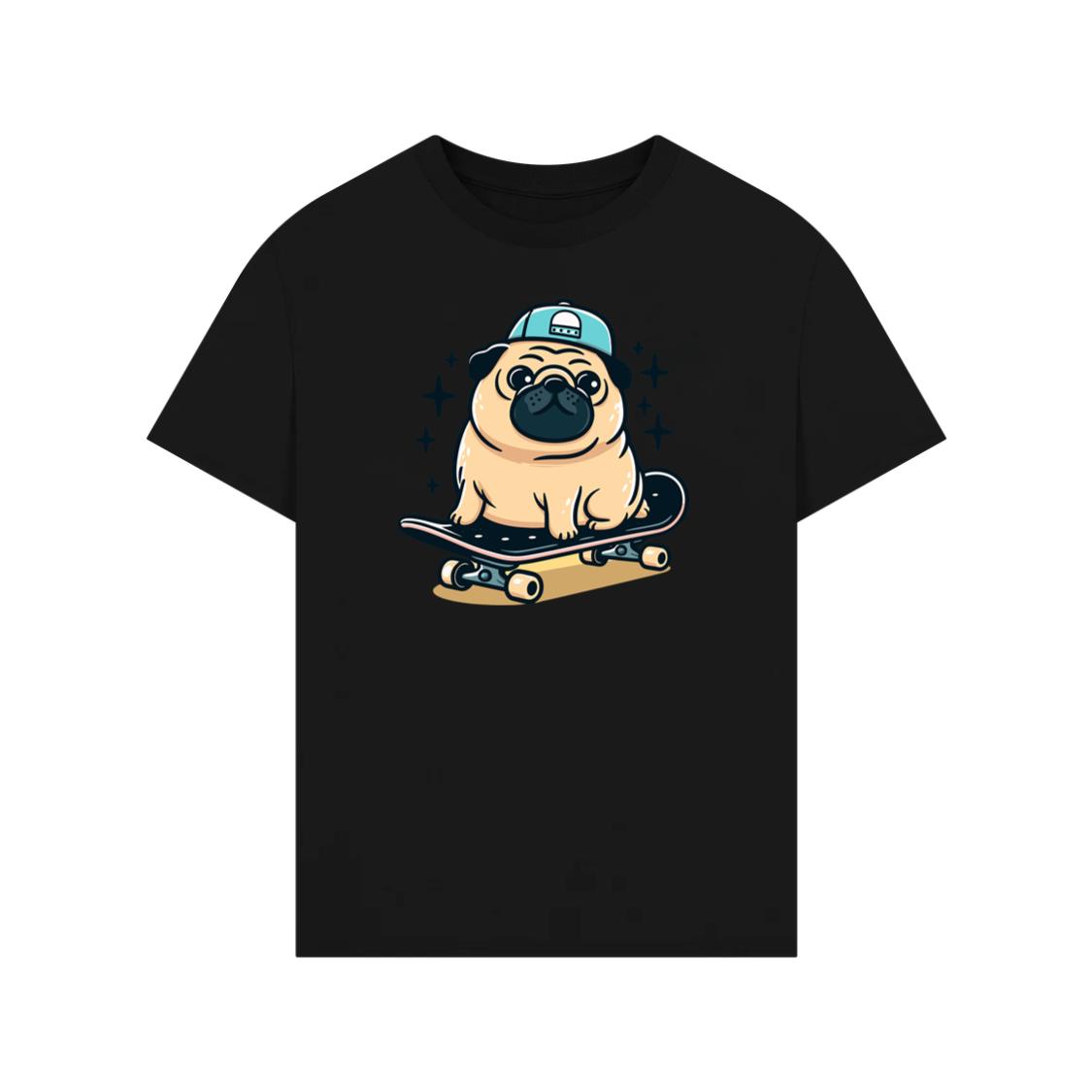 Cute Pug Skateboarding T-Shirt