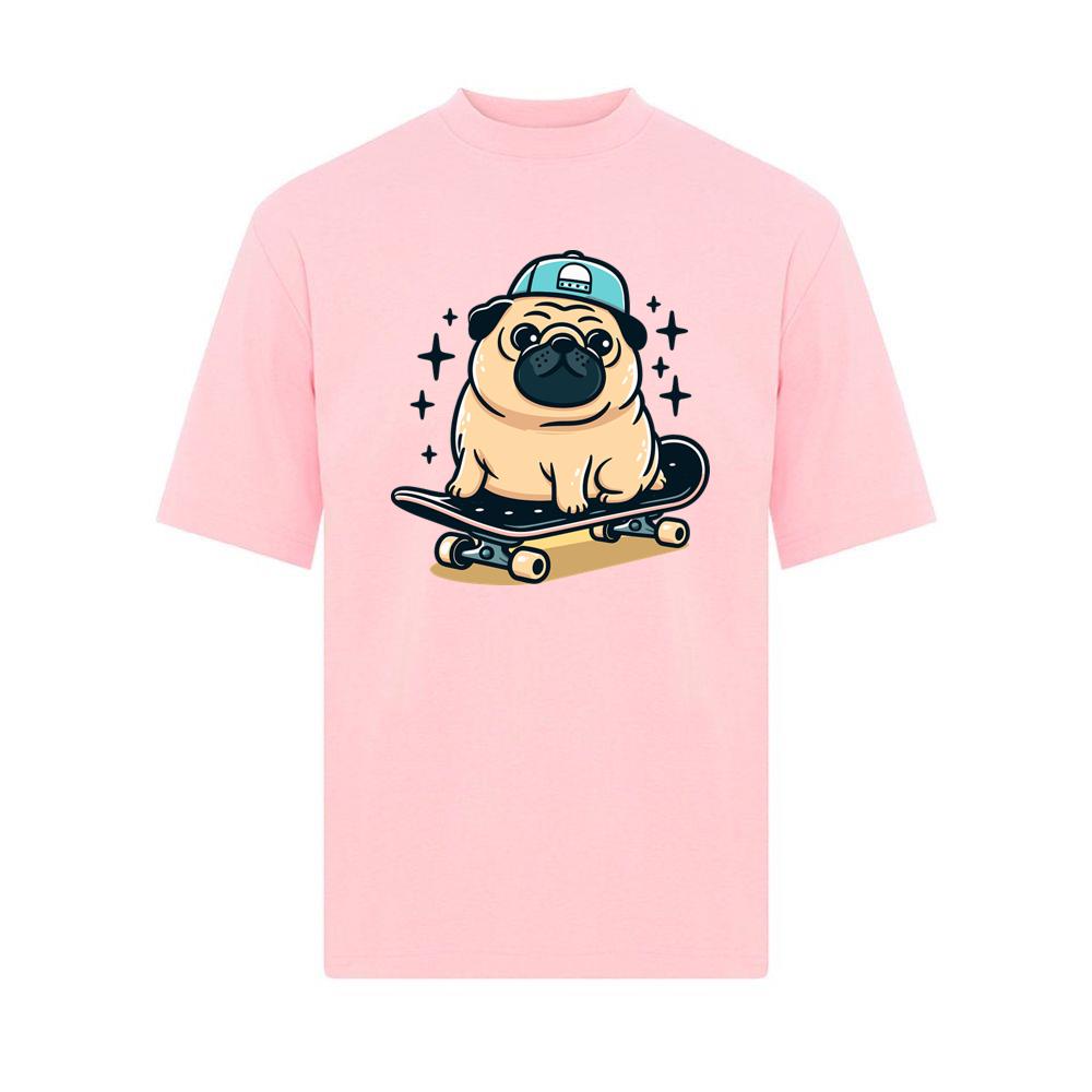 Cute Pug Skateboarding T-Shirts
