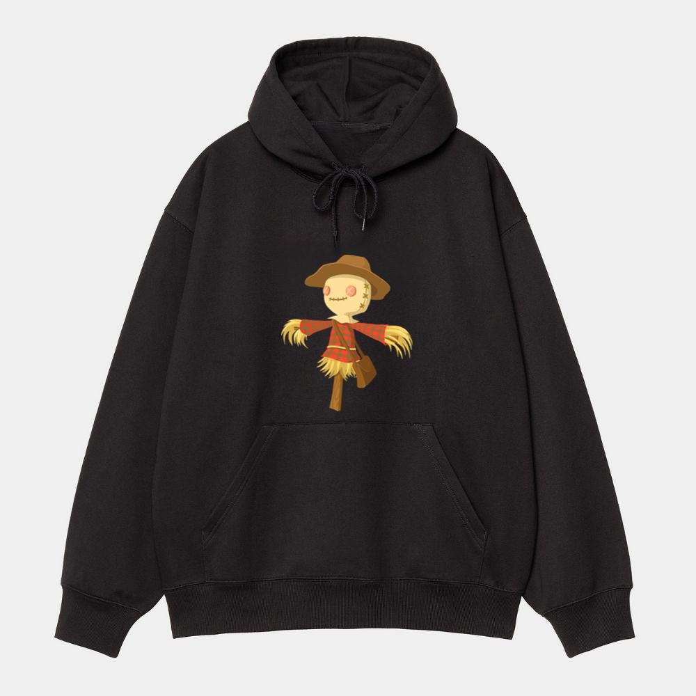 Cute Scarecrow Wearing Plaid Shirt Hoodie