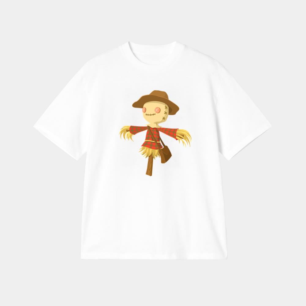 Cute Scarecrow Wearing Plaid Shirt T-Shirt