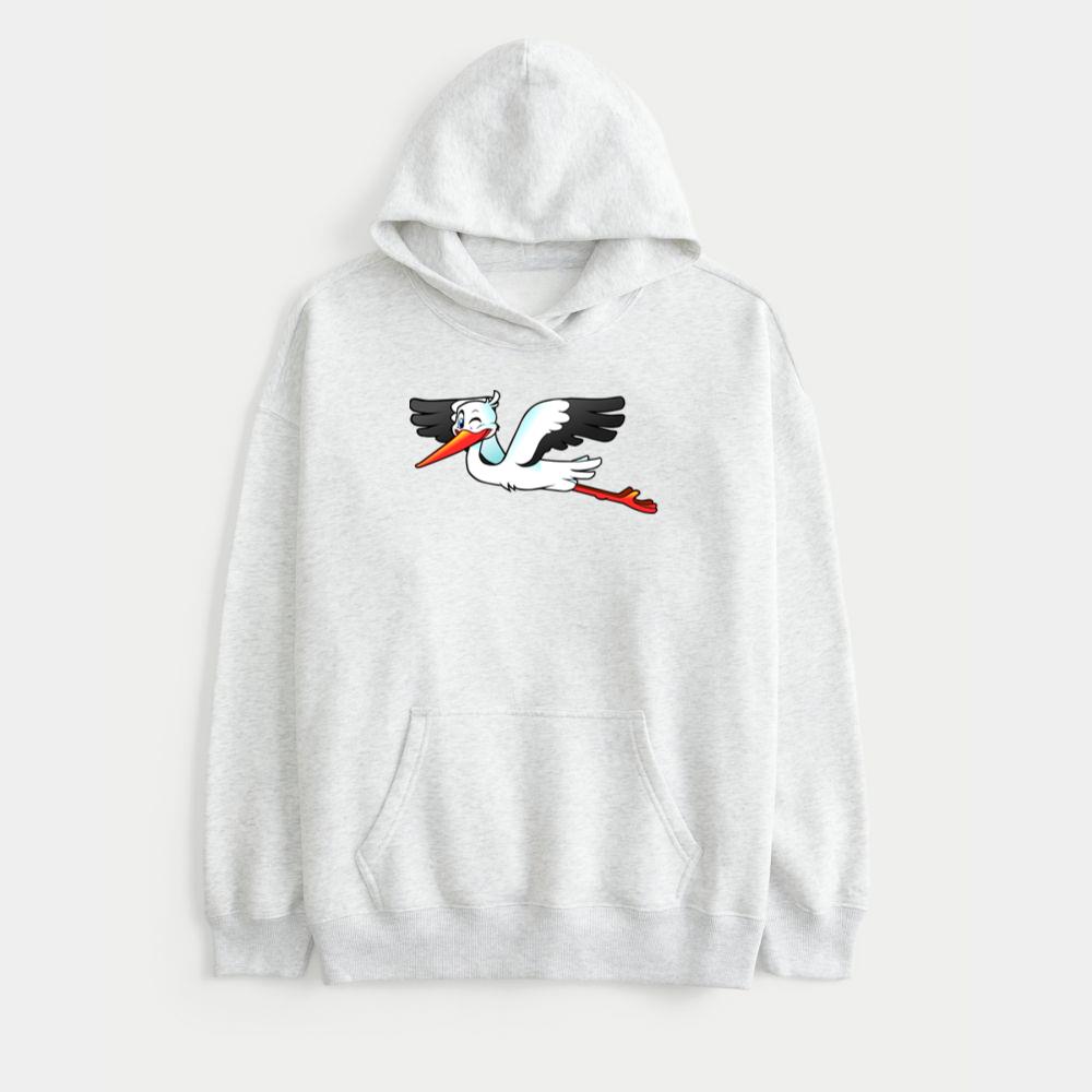 Cute Stork Flying High Hoodie
