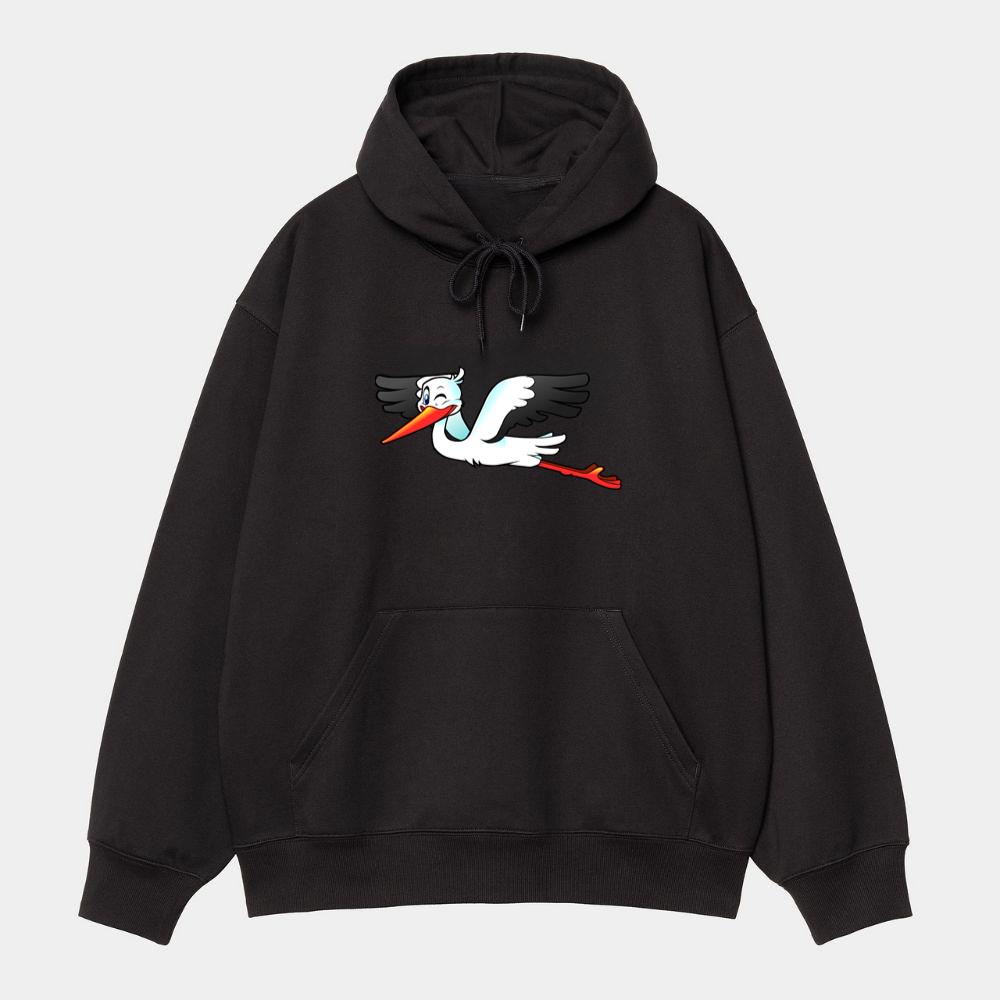 Cute Stork Flying High Hoodie