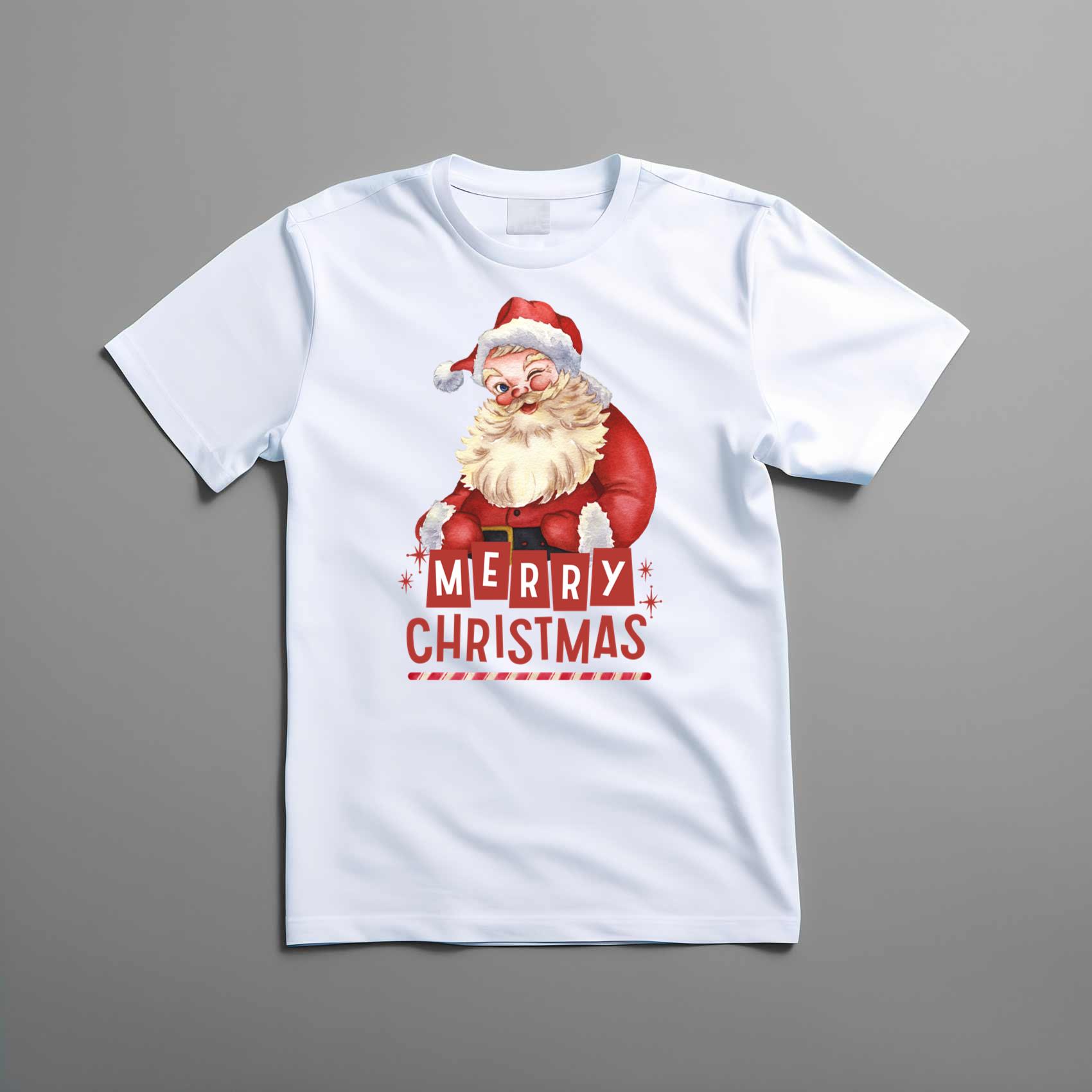 Cute Vintage Retro Merry Christmas Santa Top Tee Shirt