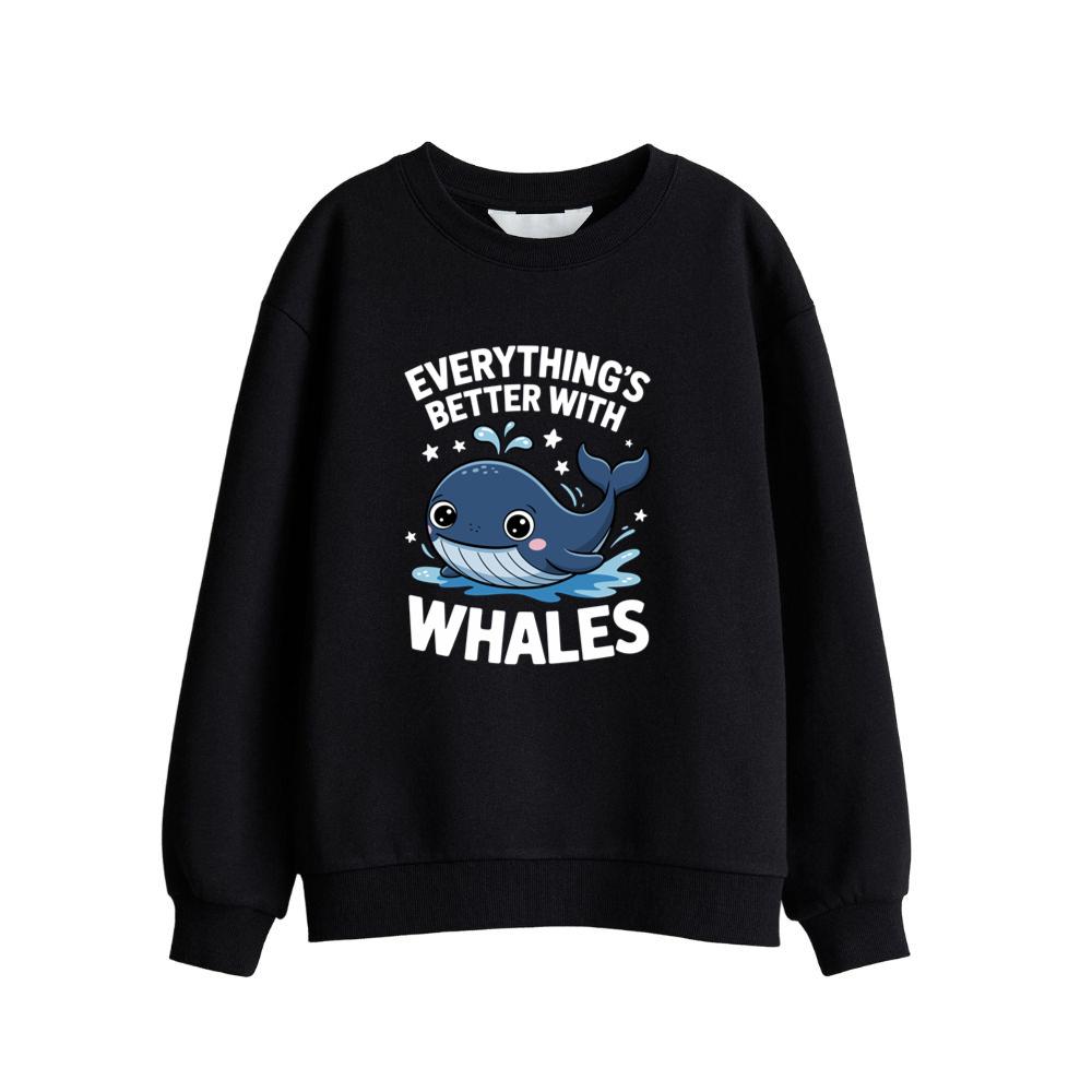 Cute Whale Lover Adults or Kids Boys Girls Whales Long Sleeve Sweatshirt