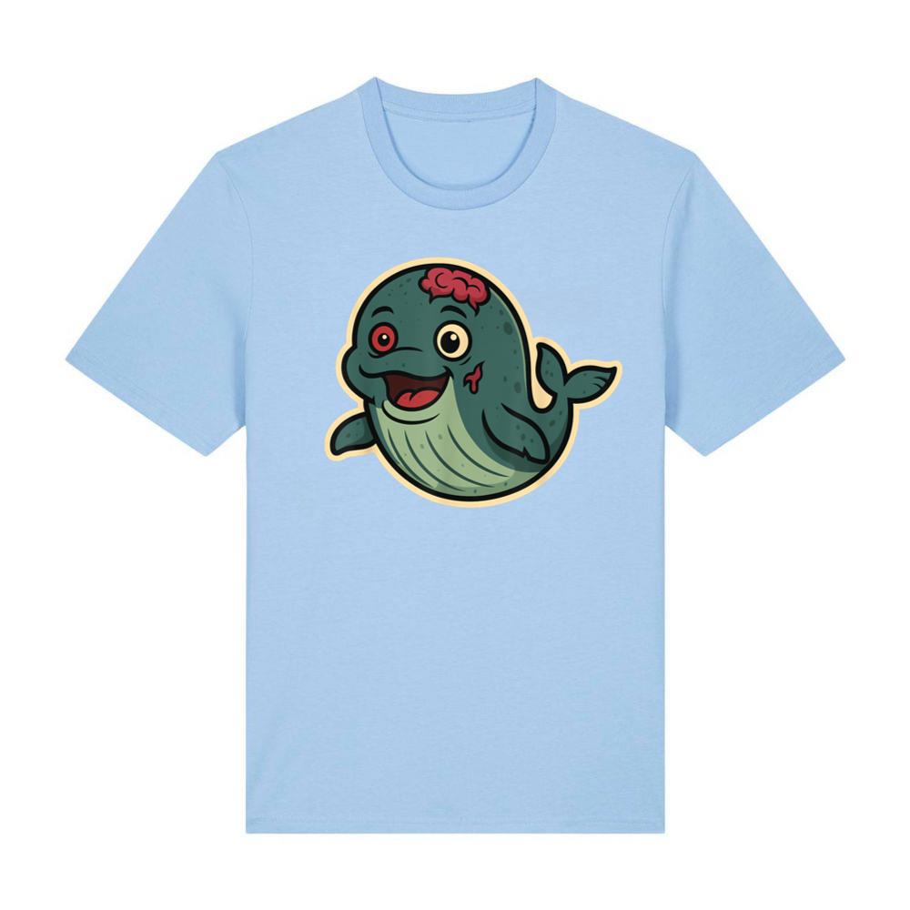 Cute Zombie Whale Cartoon for Kids, Boys, Girls Halloween T-Shirt