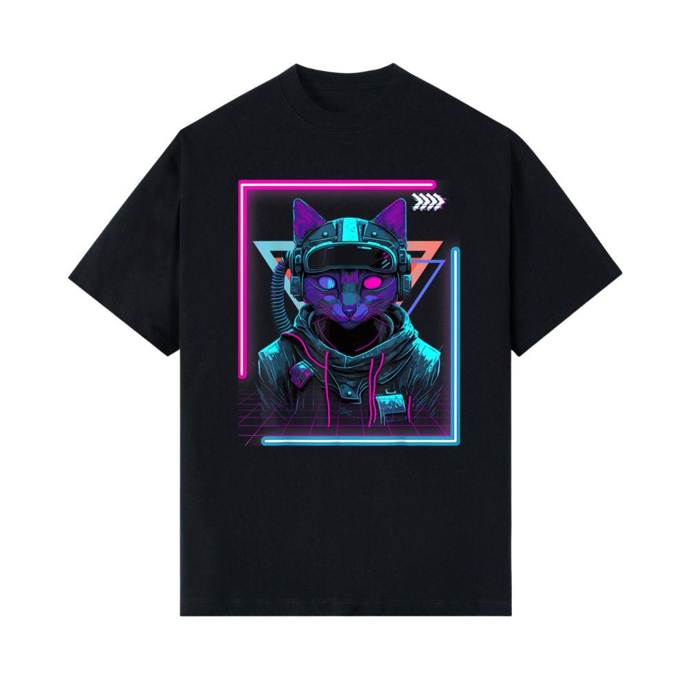 Cyberpunk Cat Kitty Punker _ Futuristic Cyber Punk T-Shirt 