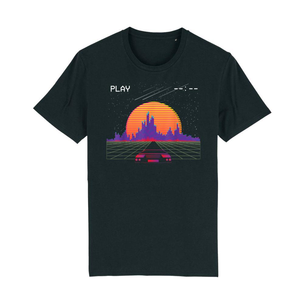 cyberpunk outrun synthwave sunset fast car aesthetic t shirt T-Shirt