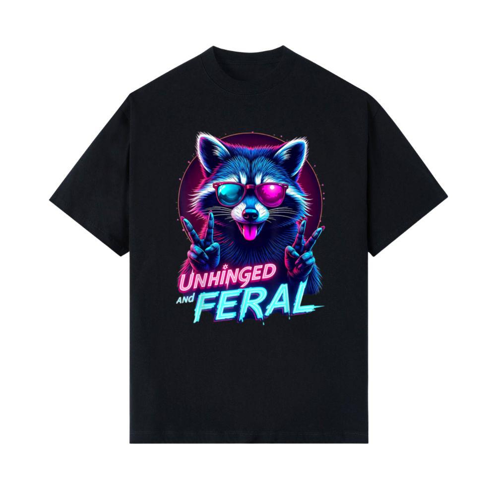 Cyberpunk Raccoon Unhinged and Feral Vaporwave Aesthetic T-Shirt