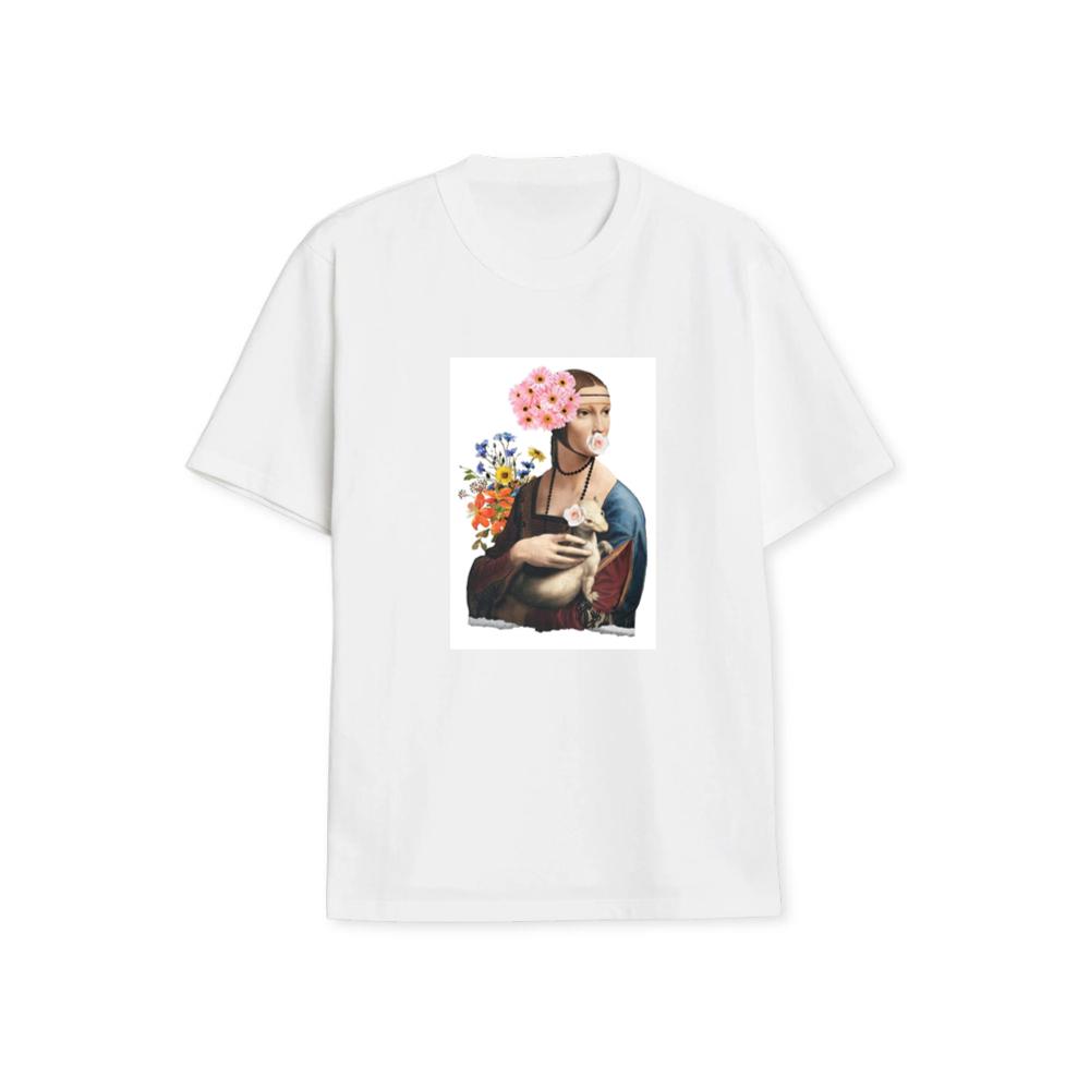 Da Vinci's 'Lady with Ermine' with Floral Embellishments T-Shirts