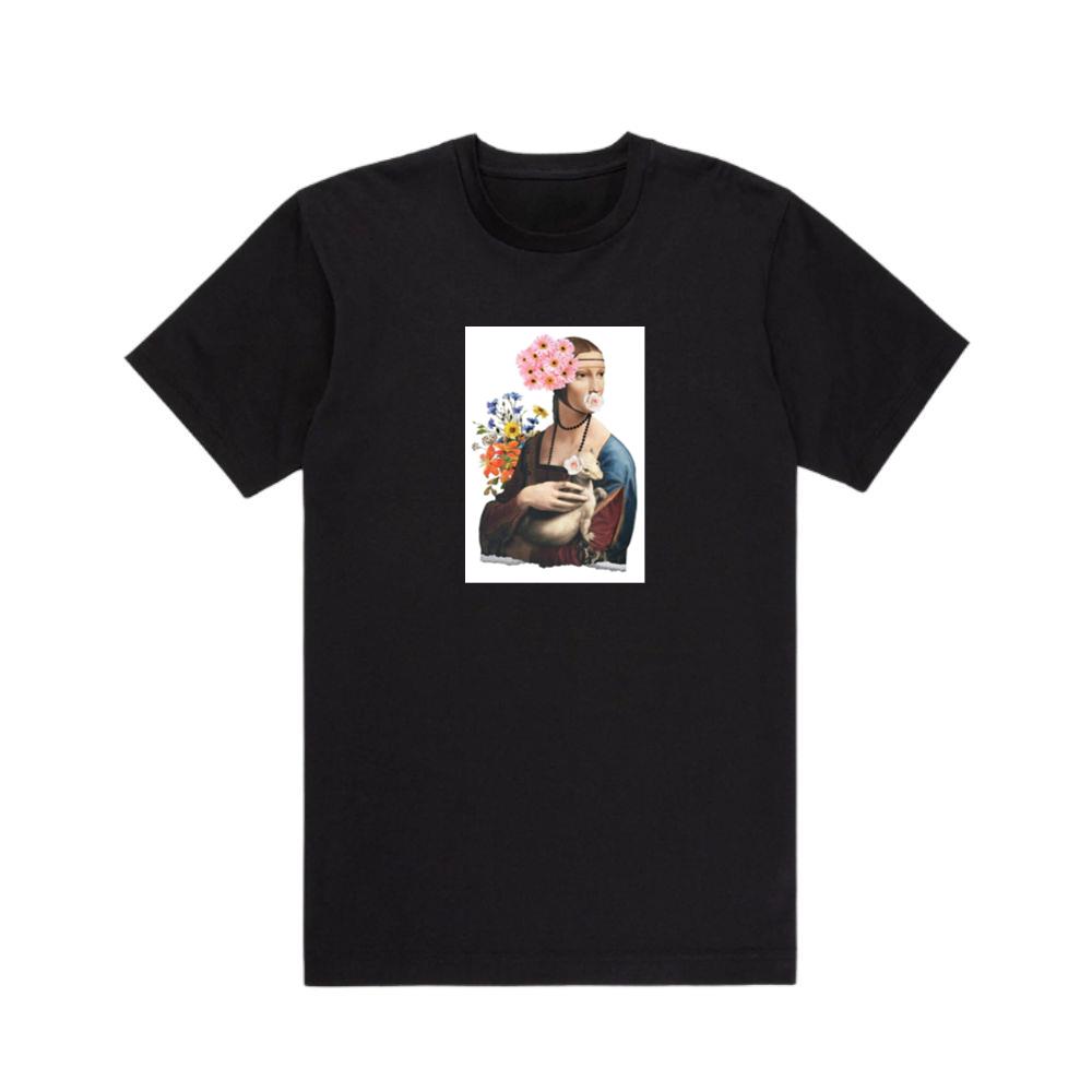 Da Vinci's 'Lady with Ermine' with Floral Embellishments T-Shirts