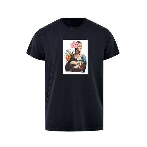 Da Vinci's 'Lady with Ermine' with Floral Embellishments T-Shirts