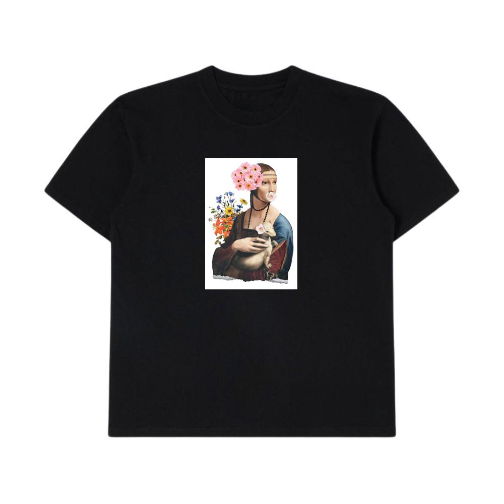 Da Vinci's 'Lady with Ermine' with Floral Embellishments T-Shirts