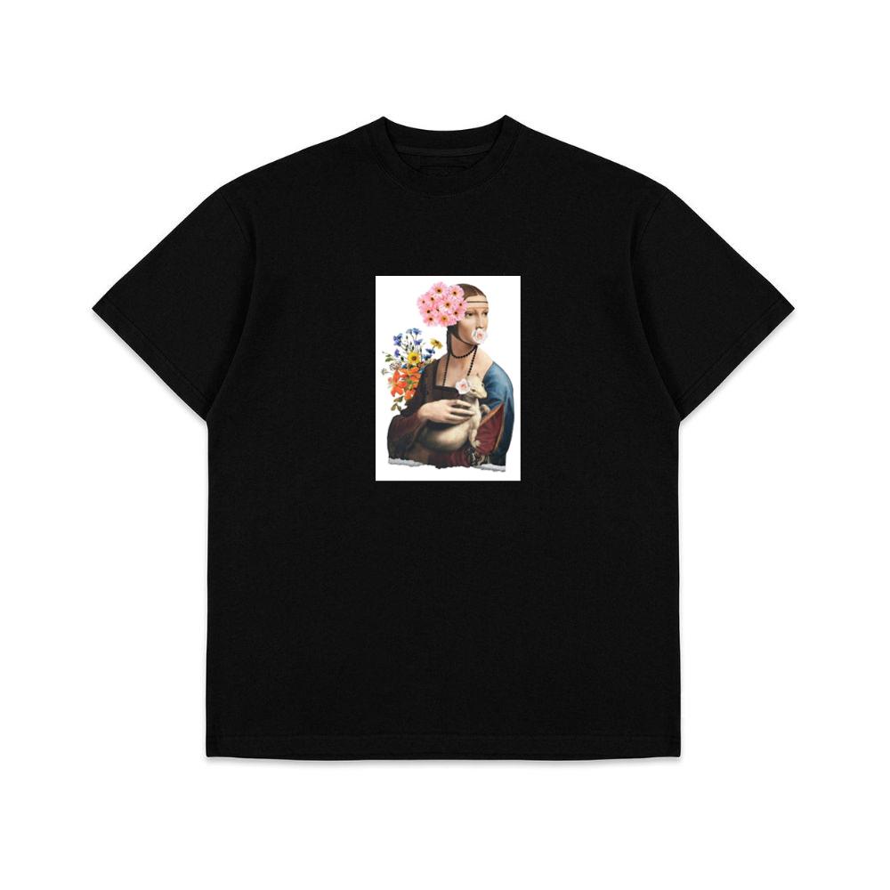 Da Vinci's 'Lady with Ermine' with Floral Embellishments T-Shirts