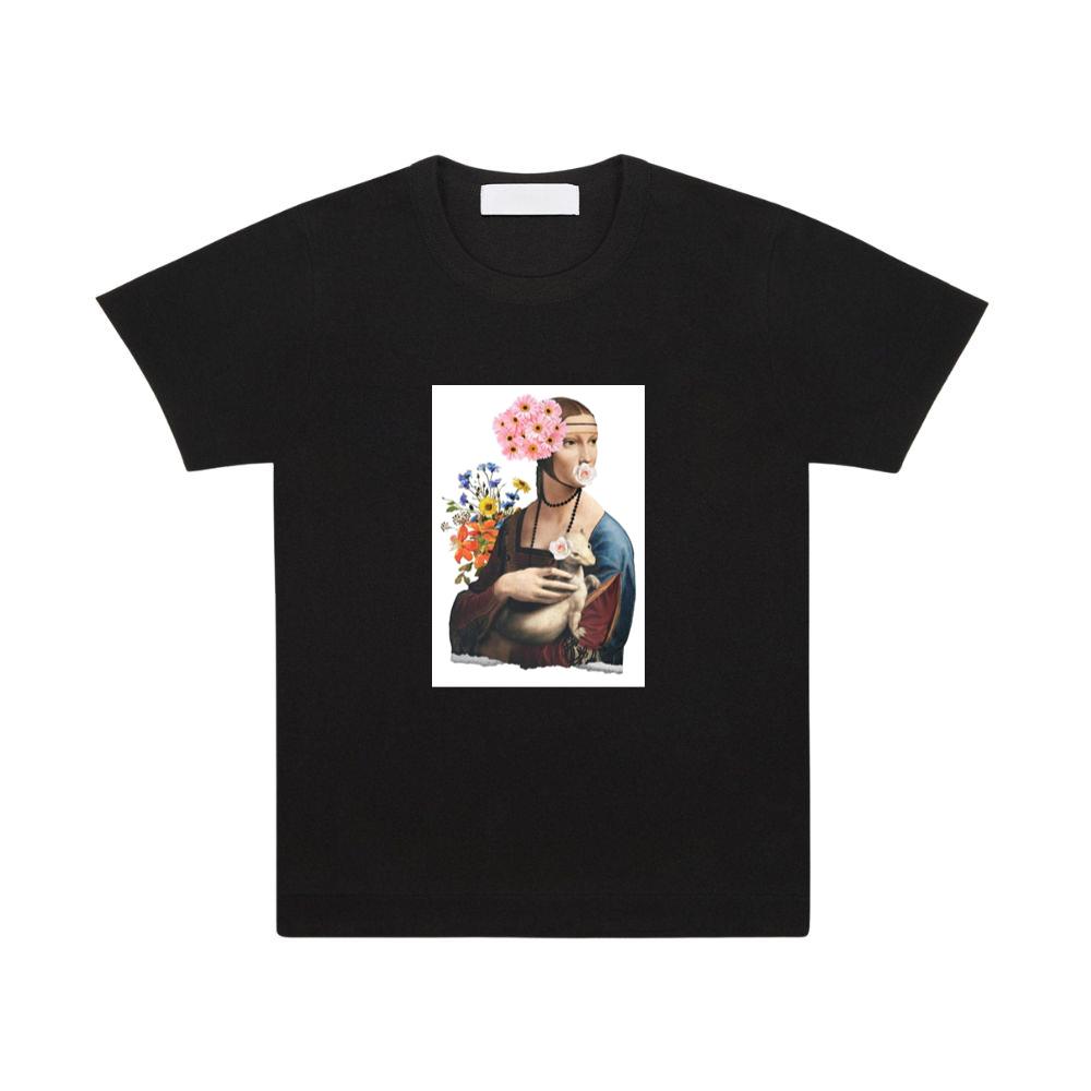 Da Vinci's 'Lady with Ermine' with Floral Embellishments T-Shirts