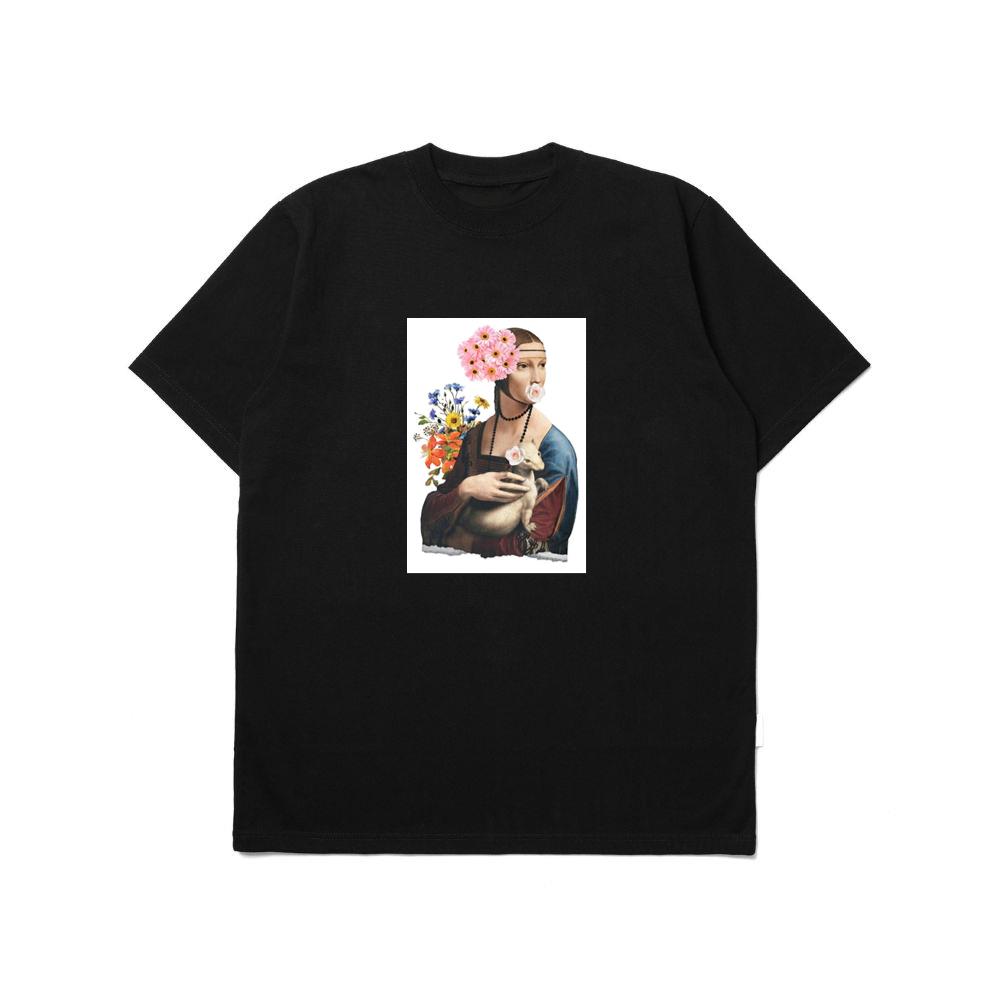 Da Vinci's 'Lady with Ermine' with Floral Embellishments T-Shirts