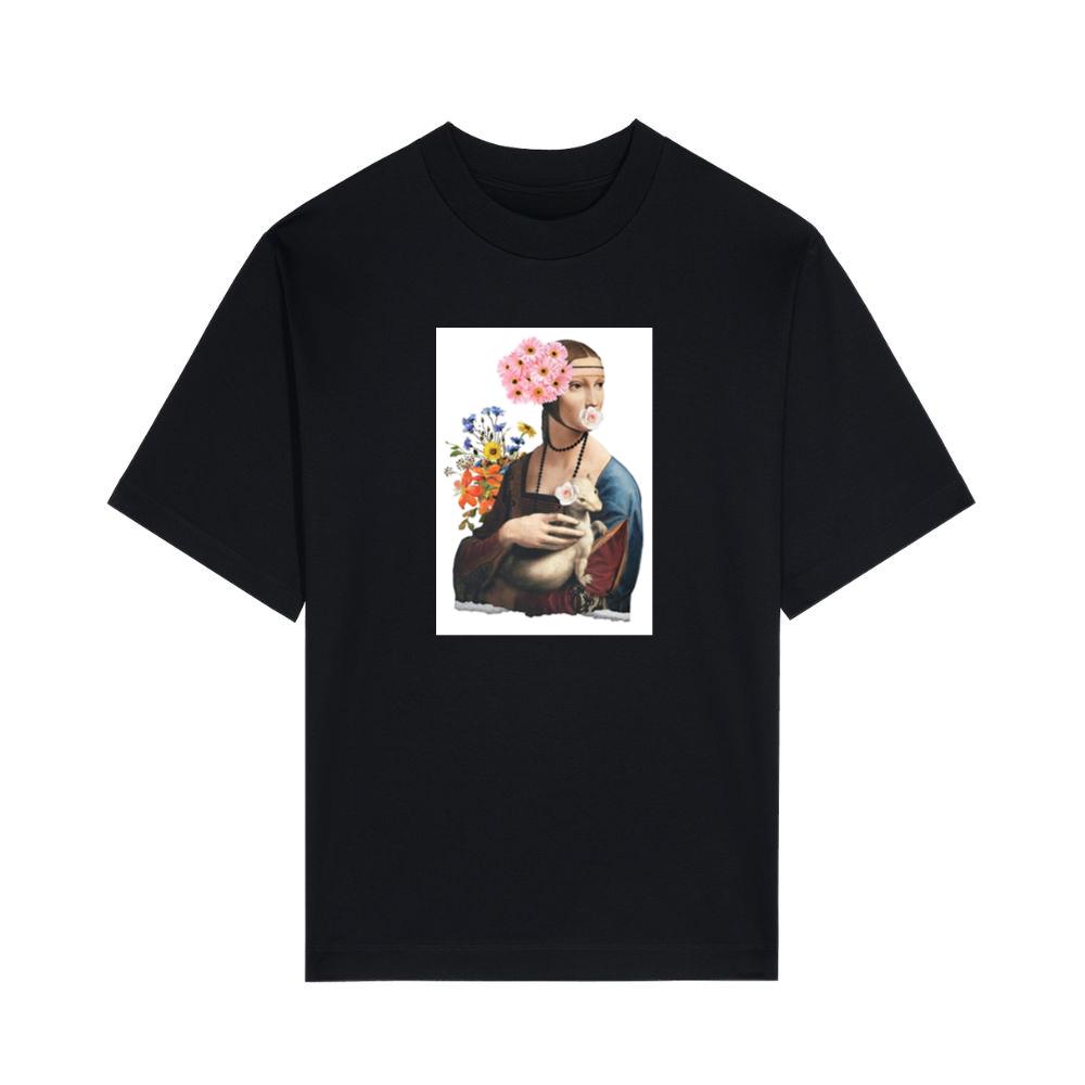 Da Vinci's 'Lady with Ermine' with Floral Embellishments T-Shirts