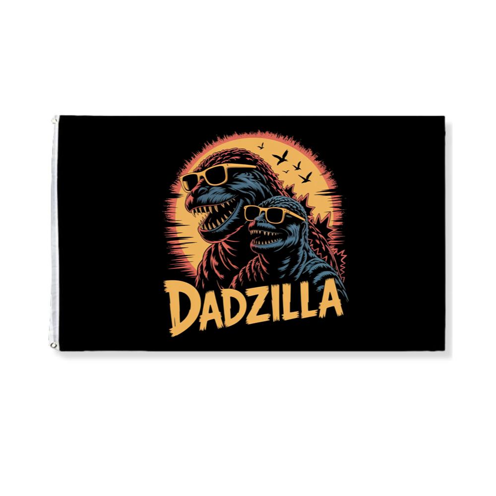 Dadzilla Father of the Monsters Cartoon Design Flag