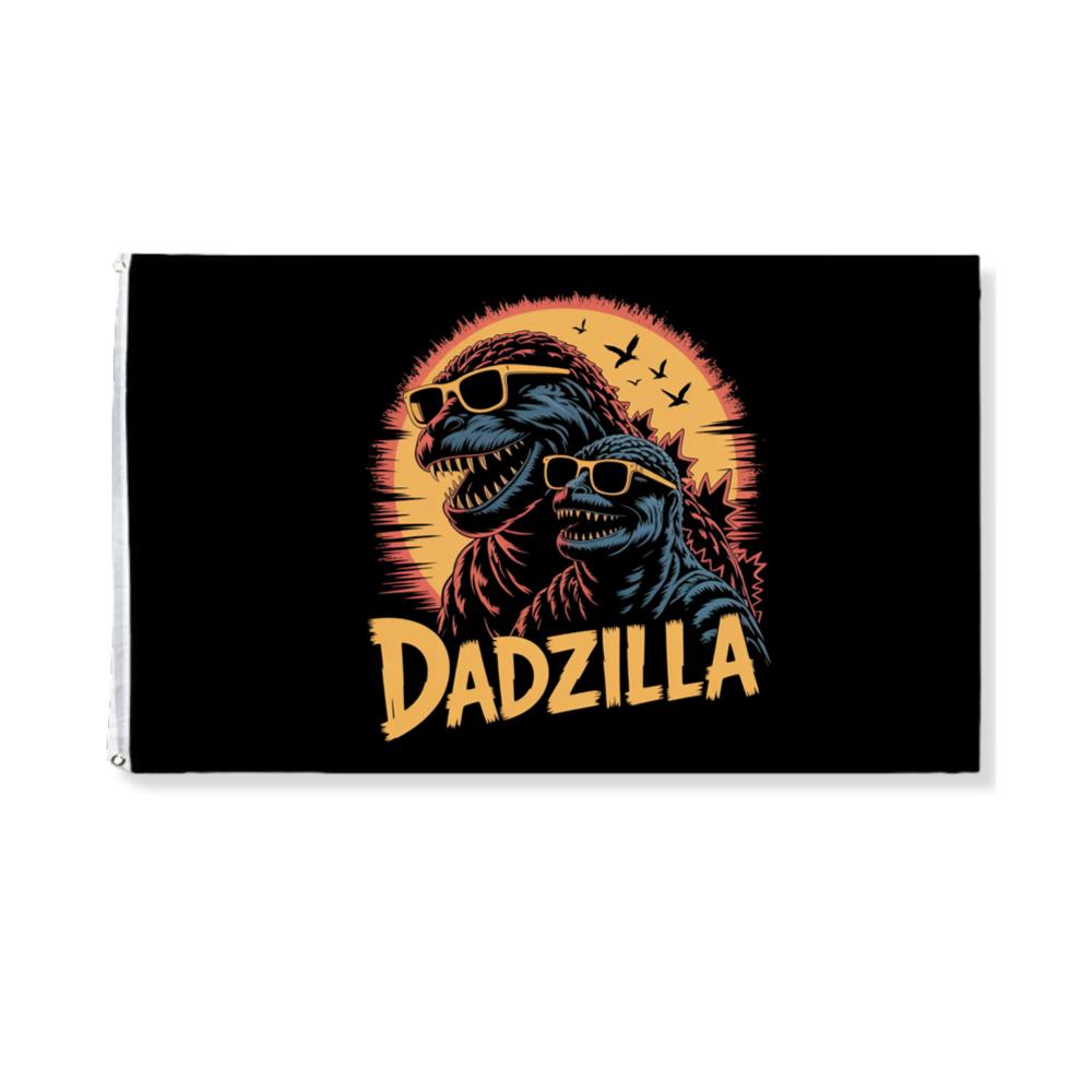 Dadzilla Father of the Monsters Cartoon Design Flag