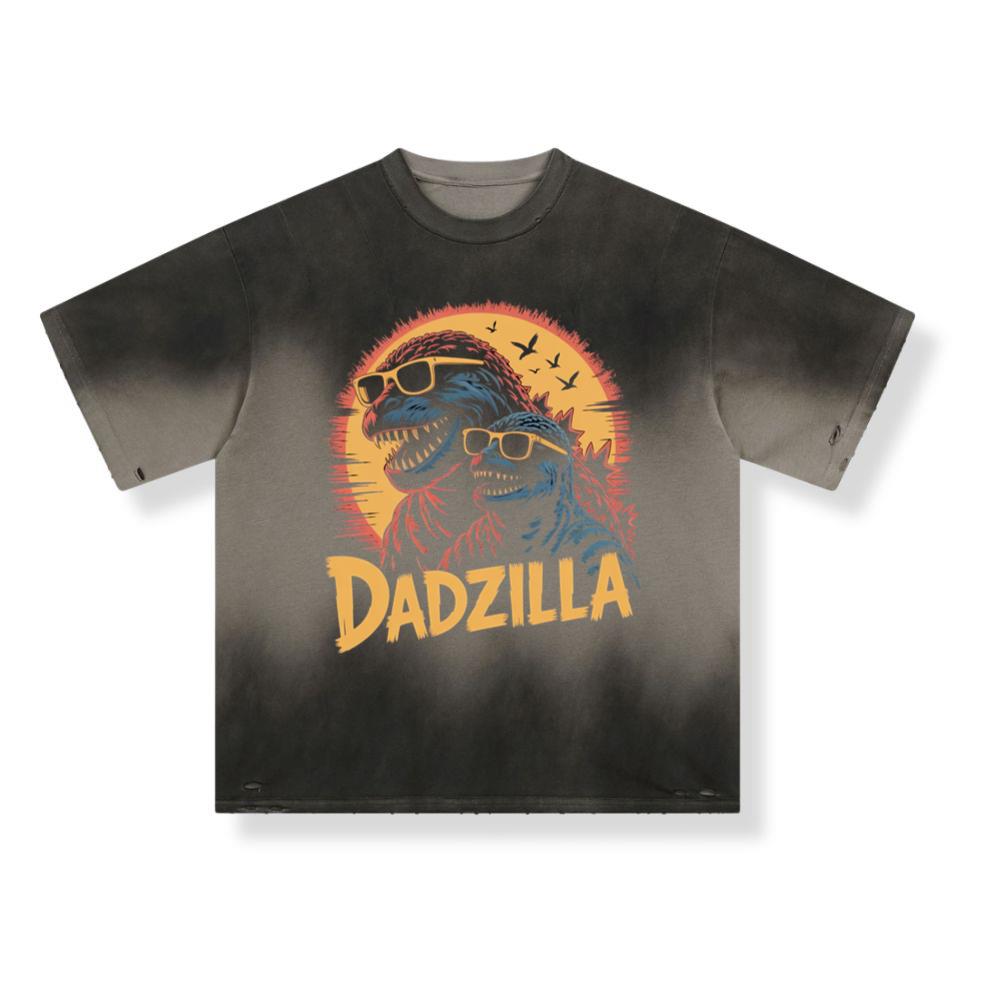Dadzilla Father of the Monsters Cartoon Design T-Shirt - Image 3