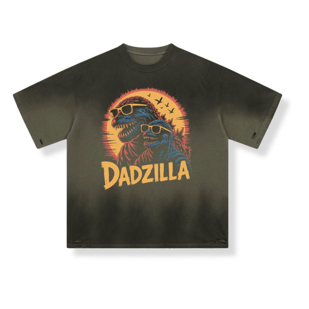 Dadzilla Father of the Monsters Cartoon Design T-Shirt - Image 2