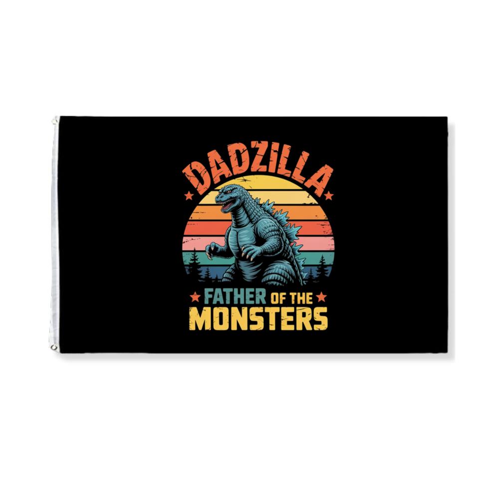 Dadzilla Father of the Monsters Retro Design Flag