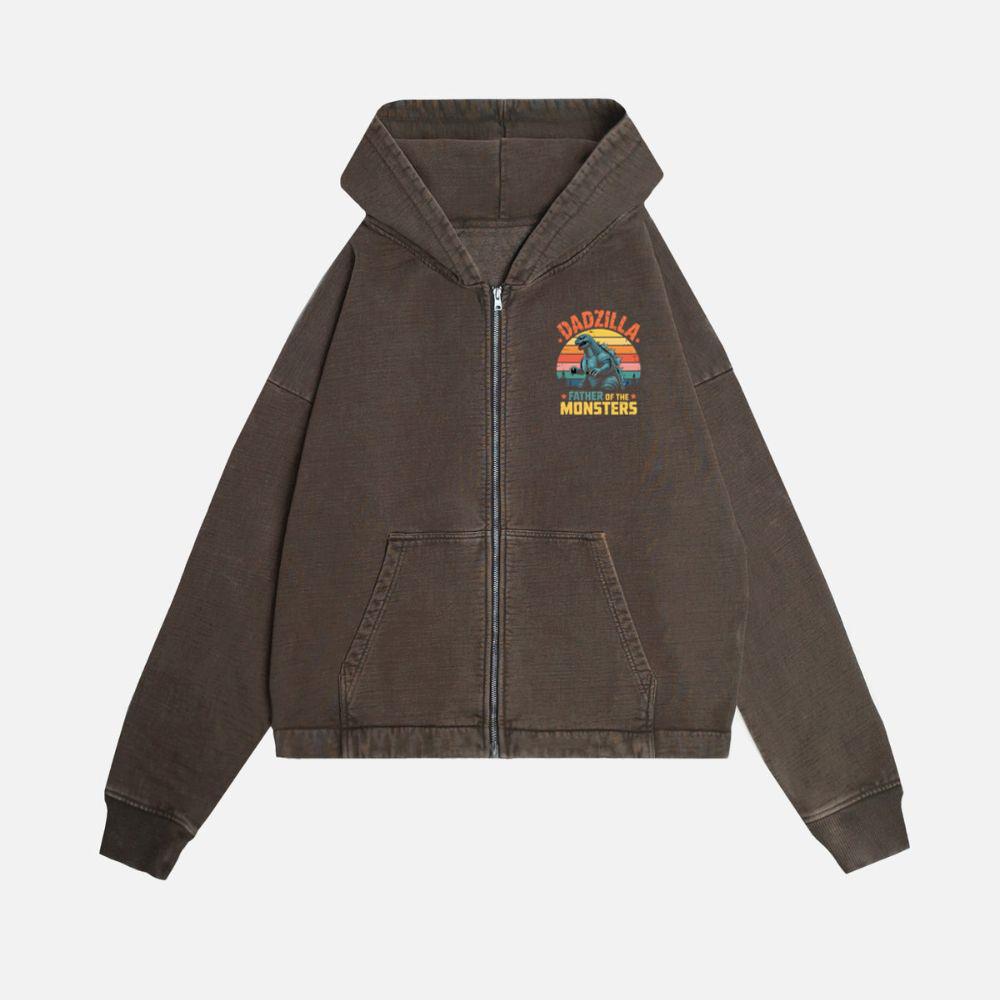 Dadzilla Father of the Monsters Retro Design Zip Hoodie Kelyee