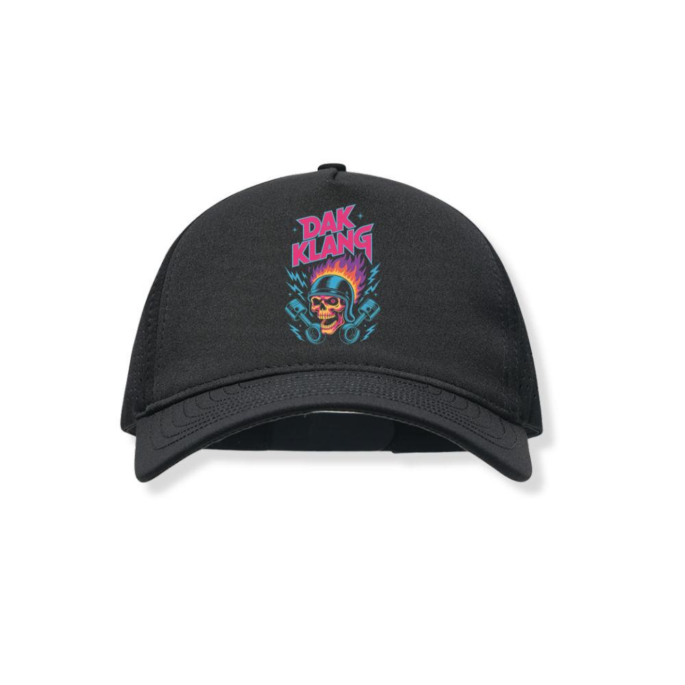 Dak Klang Skull Helmet Fire Neon Graphic Black Hat