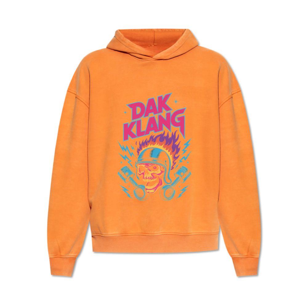 Dak Klang Skull Helmet Fire Neon Graphic Hoodies