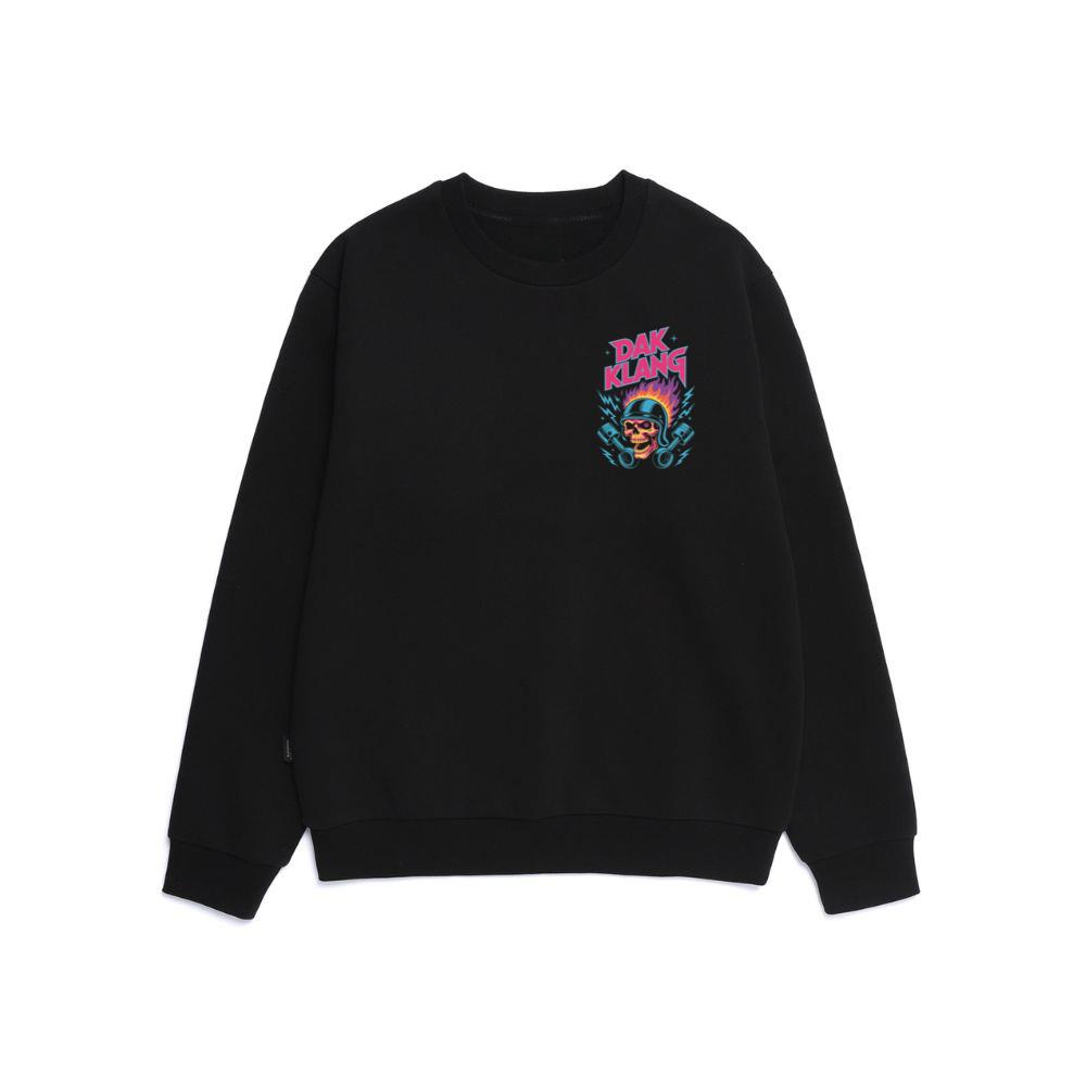 Dak Klang Skull Helmet Fire Neon Graphic Sweatshirt