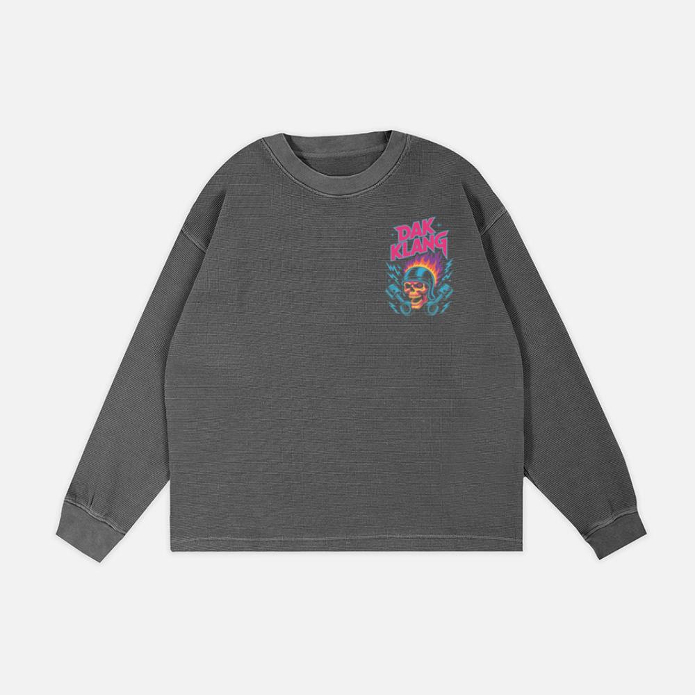 Dak Klang Skull Helmet Fire Neon Graphic Sweatshirt