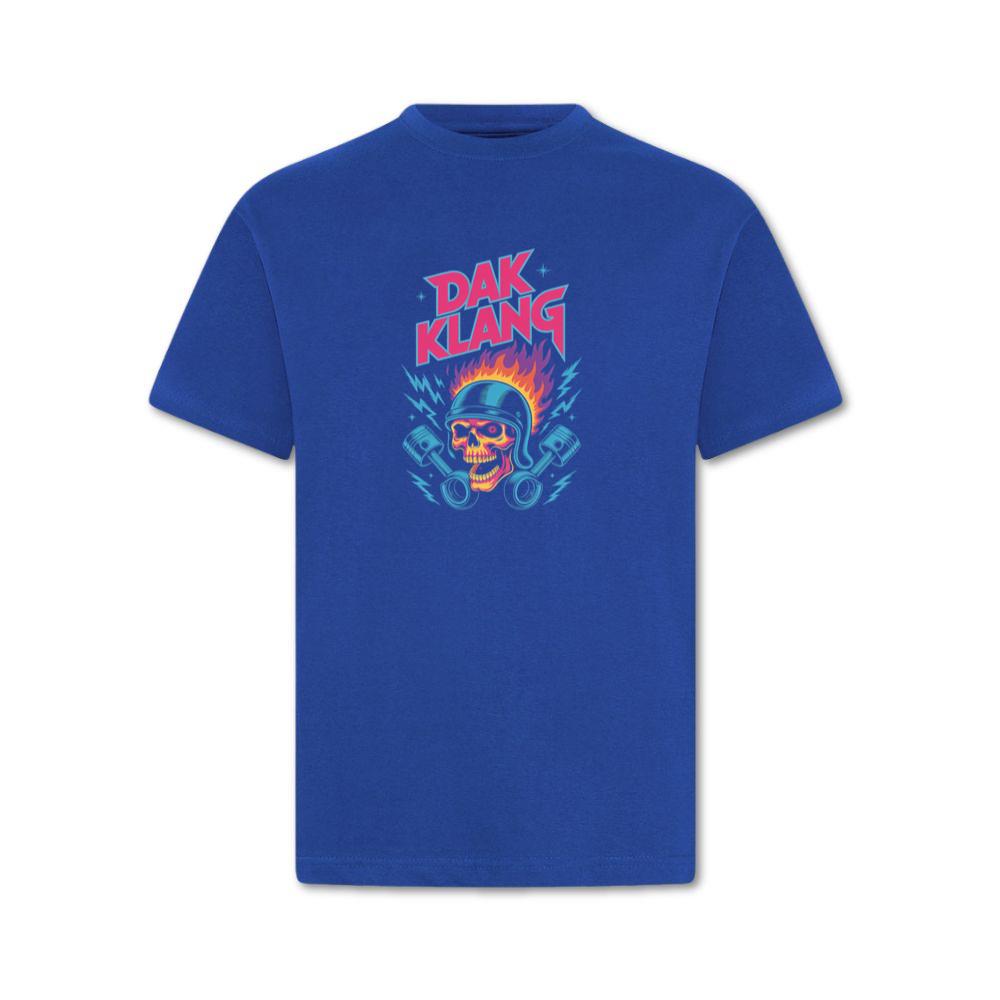 Dak Klang Skull Helmet Fire Neon Graphic T-Shirt