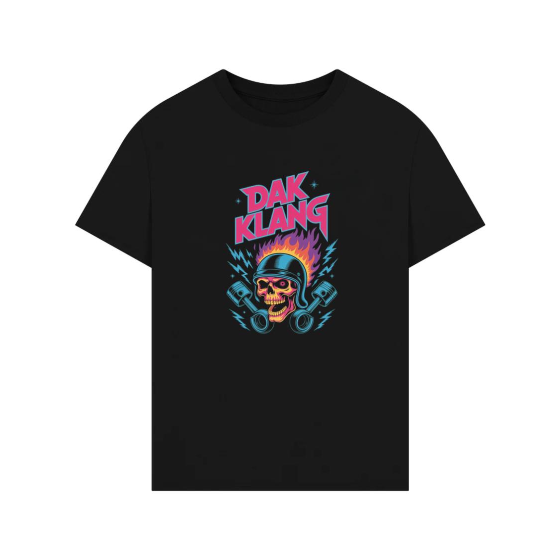 Dak Klang Skull Helmet Fire Neon Graphic T-Shirt