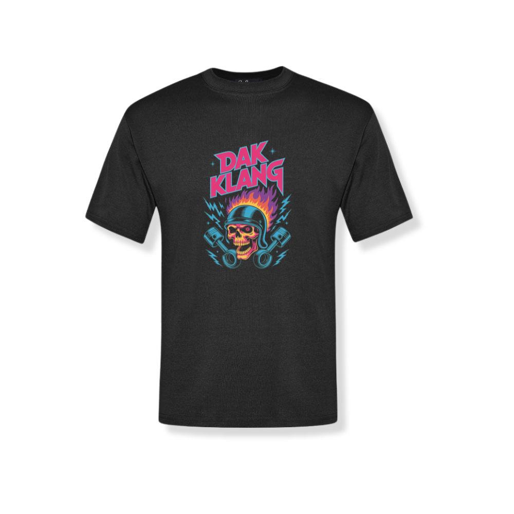 Dak Klang Skull Helmet Fire Neon Graphic T-Shirt