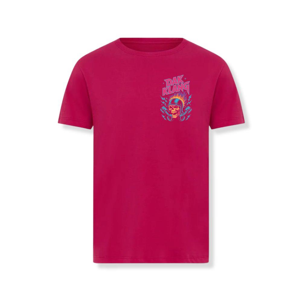 Dak Klang Skull Helmet Fire Neon Graphic T-Shirt - Image 2