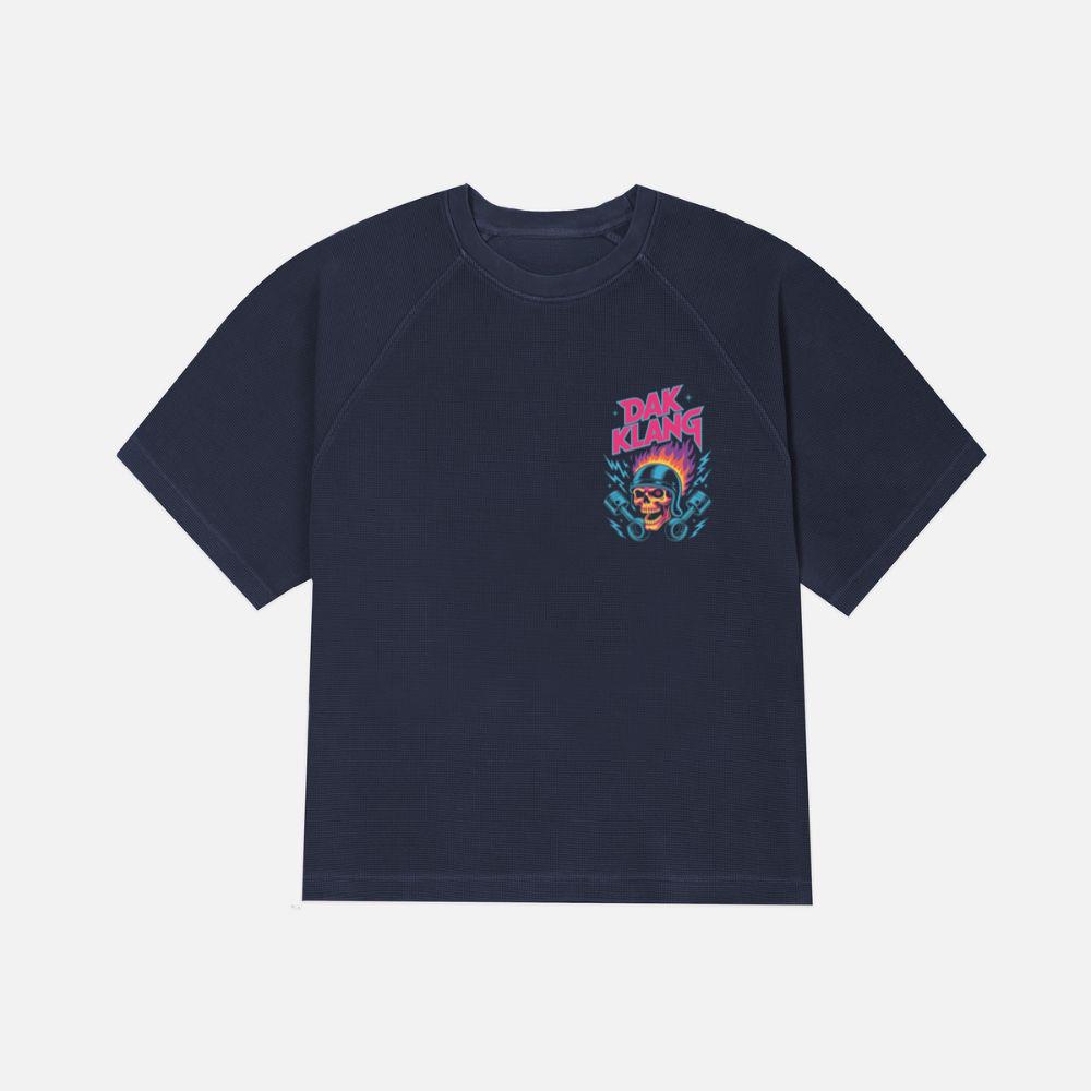 Dak Klang Skull Helmet Fire Neon Graphic T-Shirt