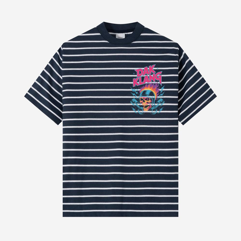 Dak Klang Skull Helmet Fire Neon Graphic T-Shirt