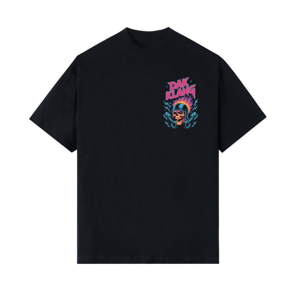 Dak Klang Skull Helmet Fire Neon Graphic T-Shirts