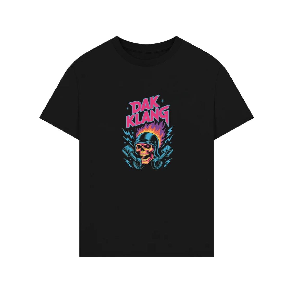 Dak Klang Skull Helmet Fire Neon Graphic T-Shirts