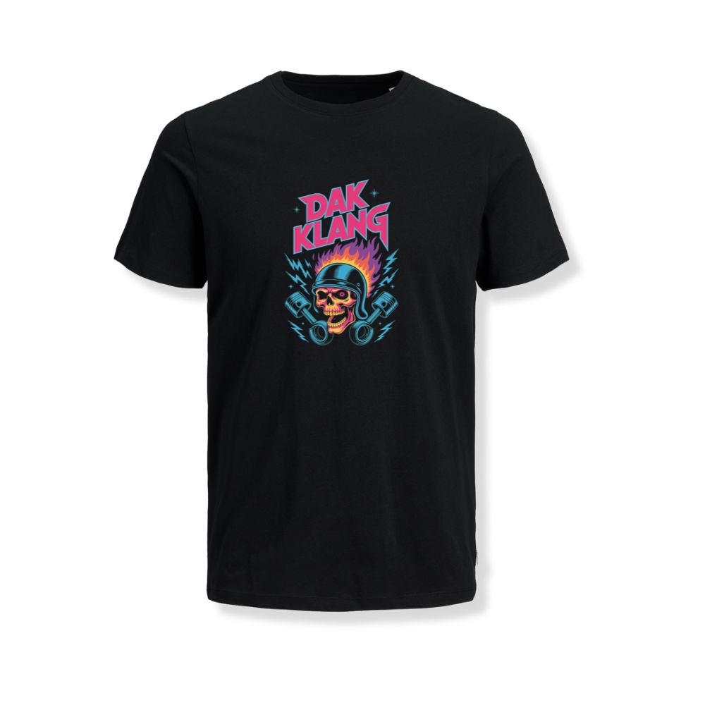 Dak Klang Skull Helmet Fire Neon Graphic T-Shirts