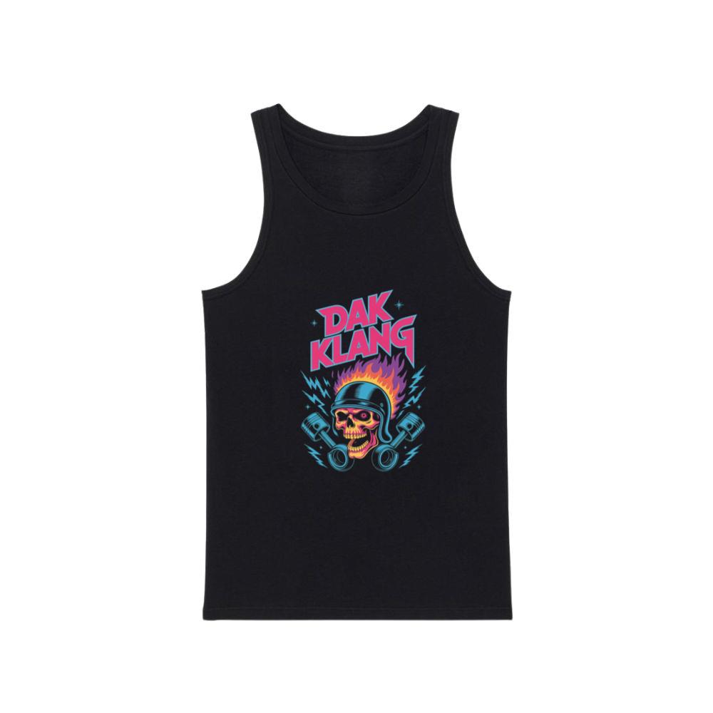 Dak Klang Skull Helmet Fire Neon Graphic Tank Top