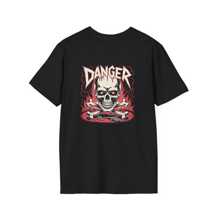 Danger Flaming Skull with Fire and Warning Typography T-Shirt