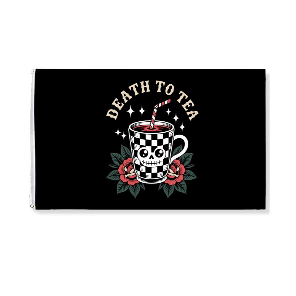 Death to Tea Skull Mug Retro Graphic Flag