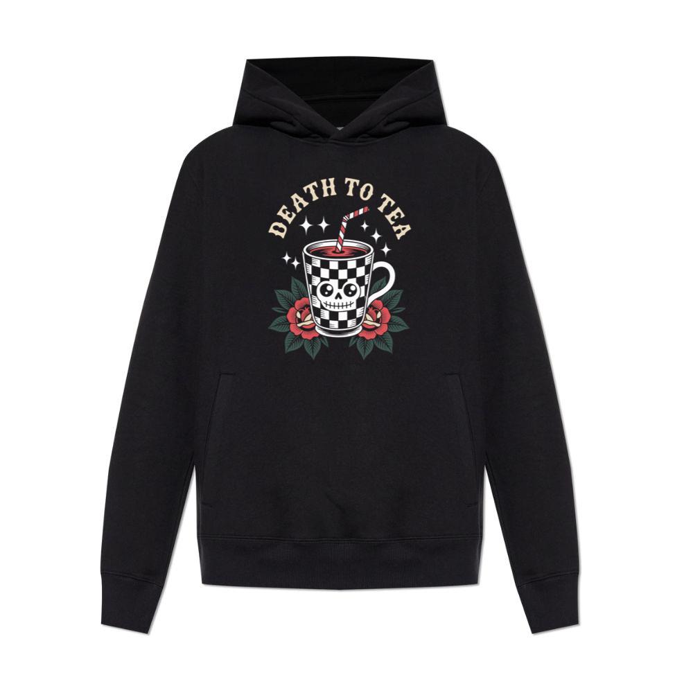 Death to Tea Skull Mug Retro Graphic Hoodies
