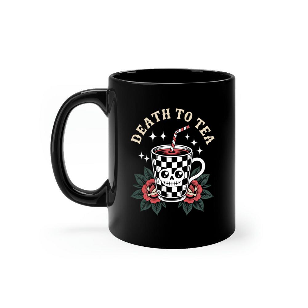 Death to Tea Skull Mug Retro Graphic Mug
