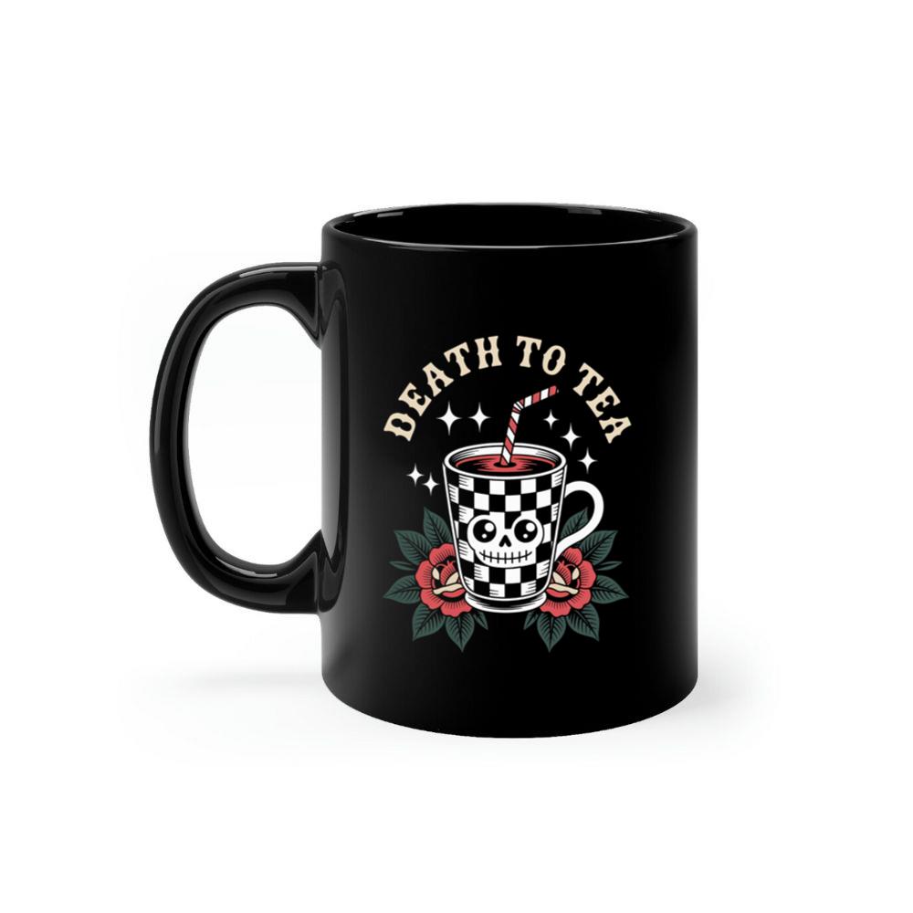 Death to Tea Skull Mug Retro Graphic Mug