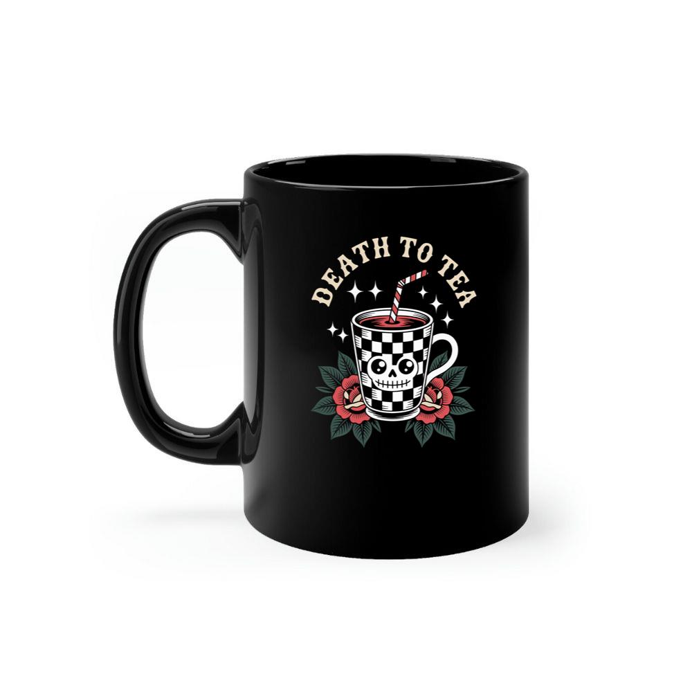 Death to Tea Skull Mug Retro Graphic Mug