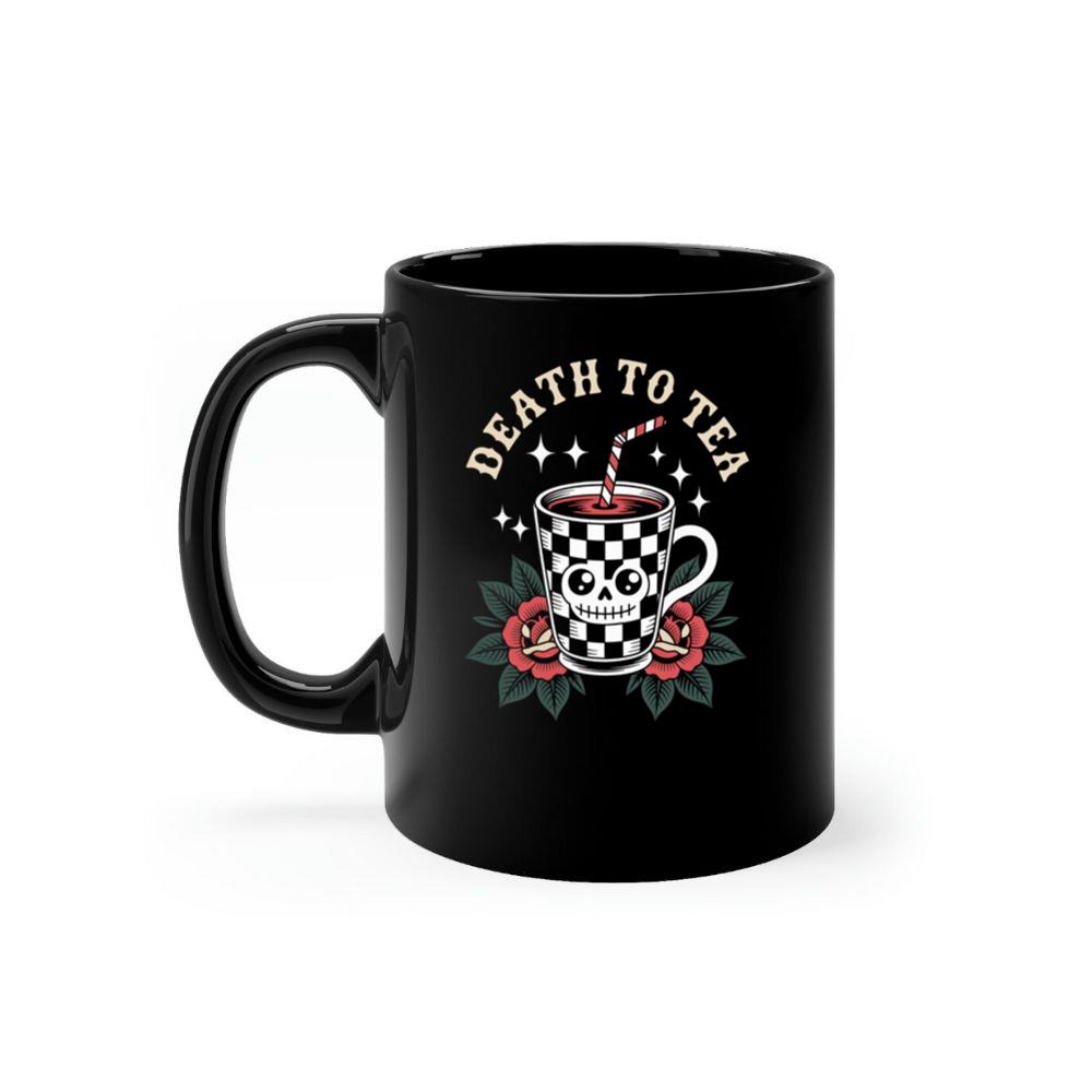 Death to Tea Skull Mug Retro Graphic Mug