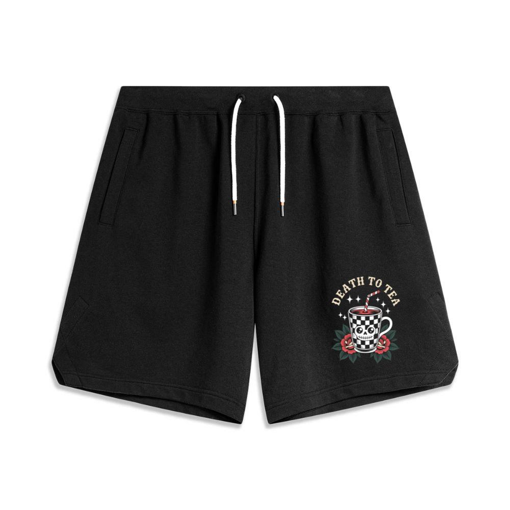 Death to Tea Skull Mug Retro Graphic Shorts