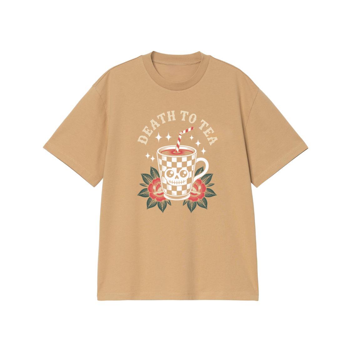 Death to Tea Skull Mug Retro Graphic T-Shirt - Image 3