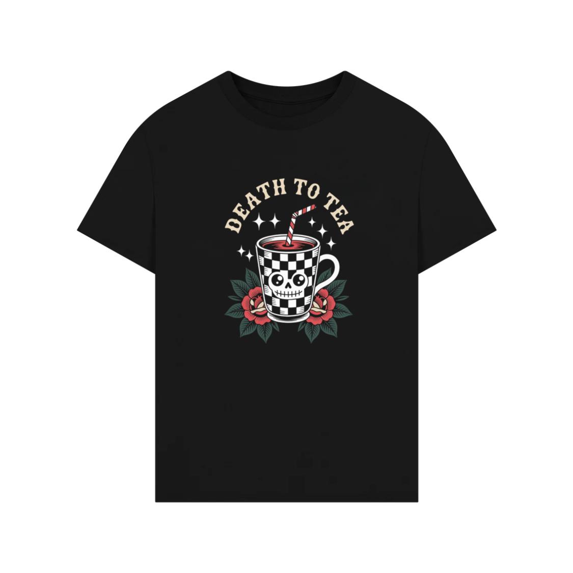 Death to Tea Skull Mug Retro Graphic T-Shirt